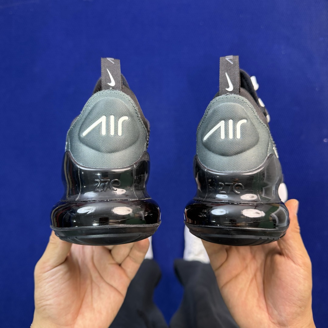 大厂纯原1:1！Nike Air Max 270 低帮气垫跑鞋max270 第1色:黑白绿货号：AH80