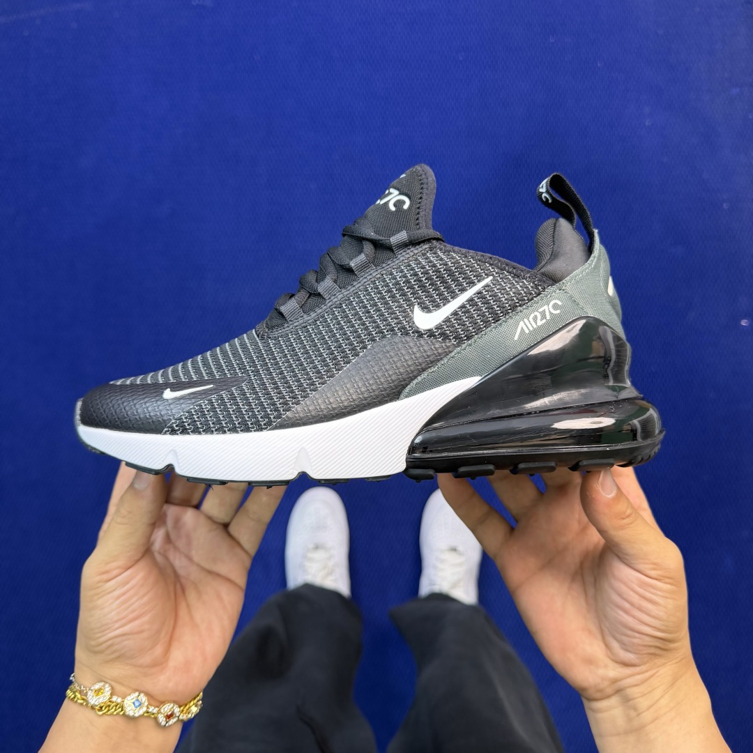 大厂纯原1:1！Nike Air Max 270 低帮气垫跑鞋max270 第1色:黑白绿货号：AH80