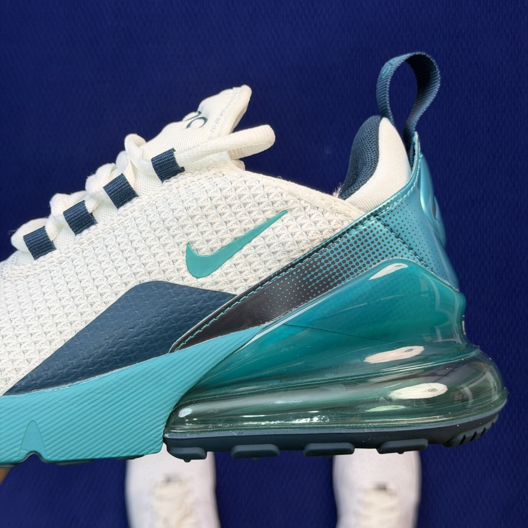 大厂纯原1:1！Nike Air Max 270 低帮气垫跑鞋max270 第2色:白绿货号：AQ916
