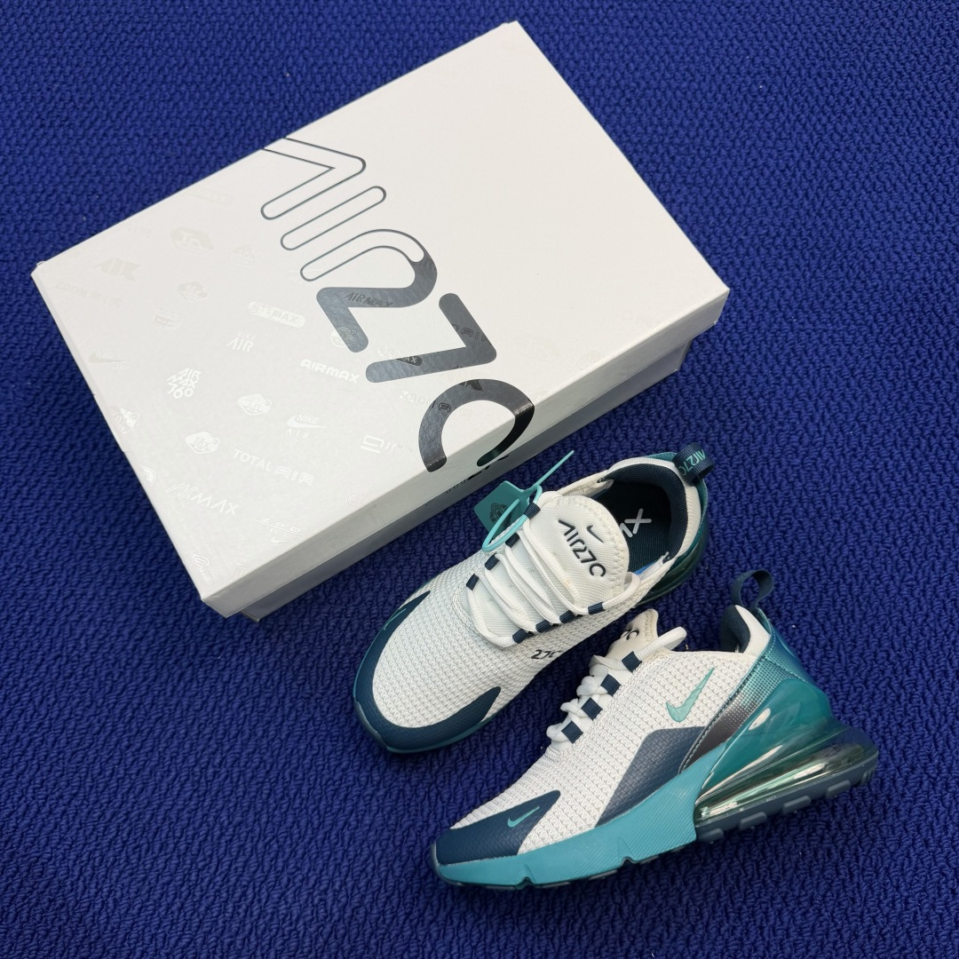 大厂纯原1:1！Nike Air Max 270 低帮气垫跑鞋max270 第2色:白绿货号：AQ916