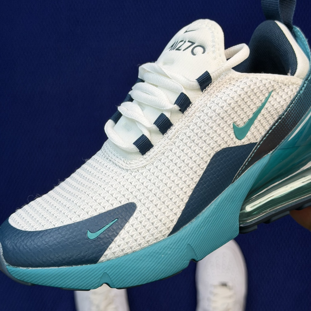 大厂纯原1:1！Nike Air Max 270 低帮气垫跑鞋max270 第2色:白绿货号：AQ916