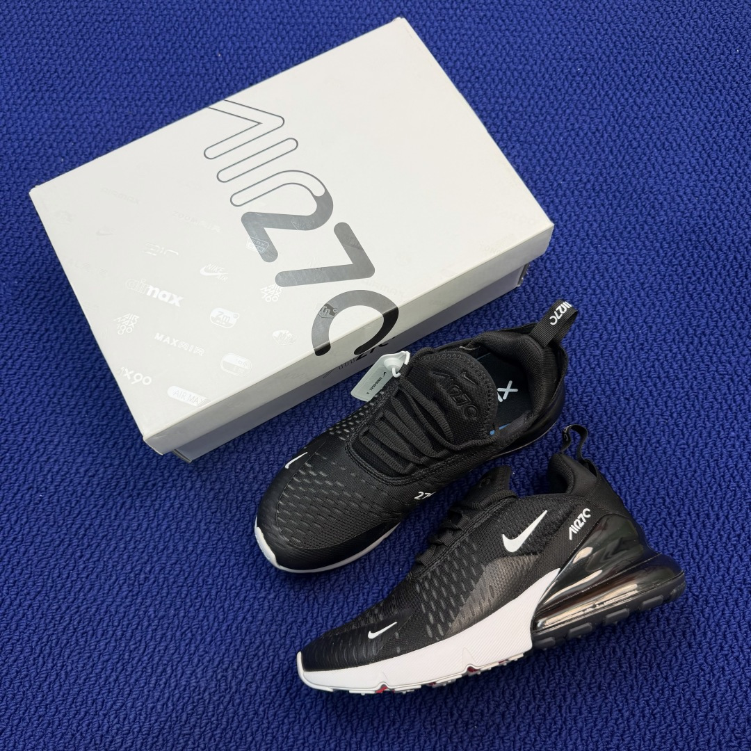大厂纯原1:1！Nike Air Max 270 低帮气垫跑鞋max270 第3色:黑白货号：AH805