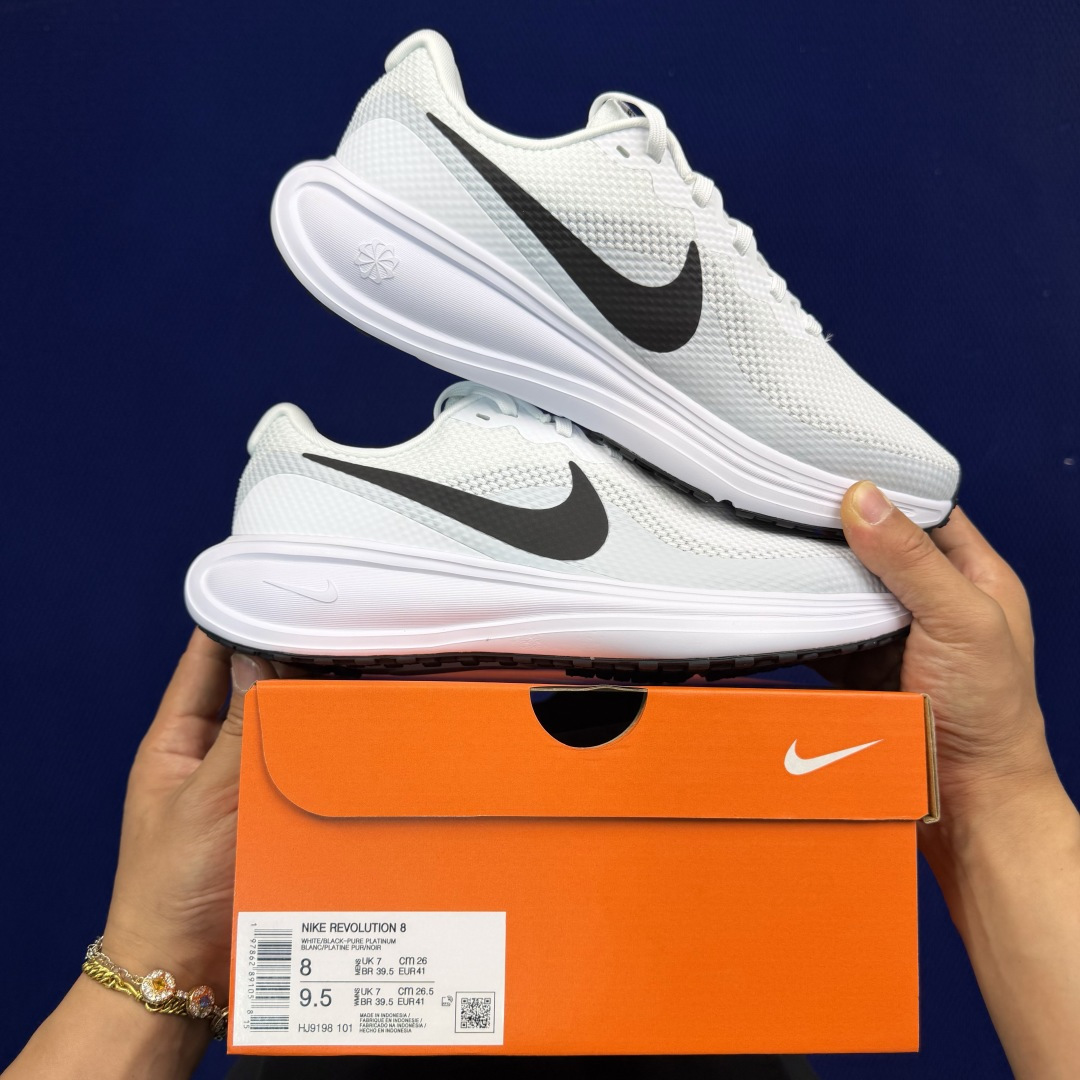大厂纯原1:1！Nike REVOLUTION 8 跑步鞋公司级 第4色:白黑货号：HJ9198-001