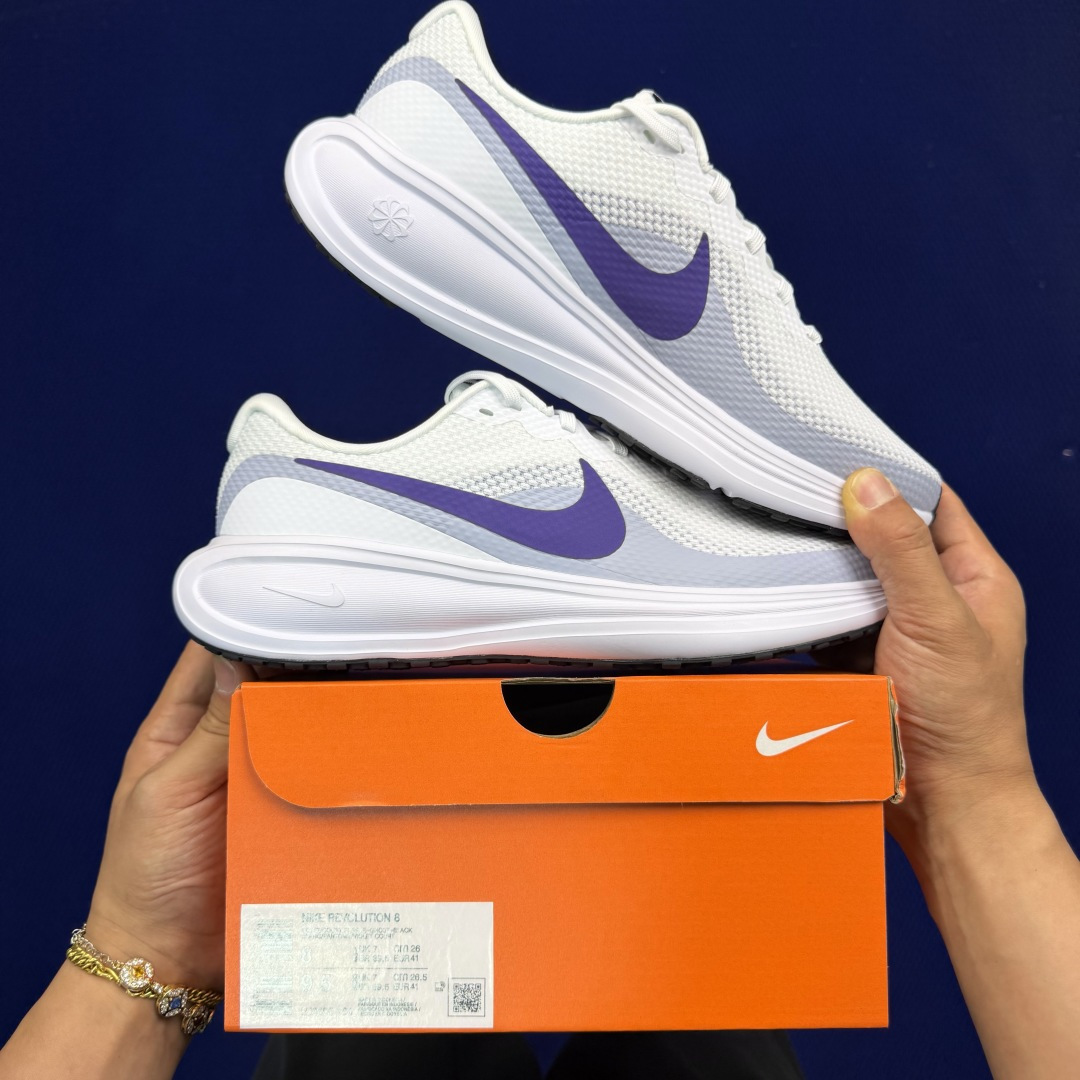 大厂纯原1:1！Nike REVOLUTION 8 跑步鞋公司级 第6色:白紫钩货号：HJ8485-10
