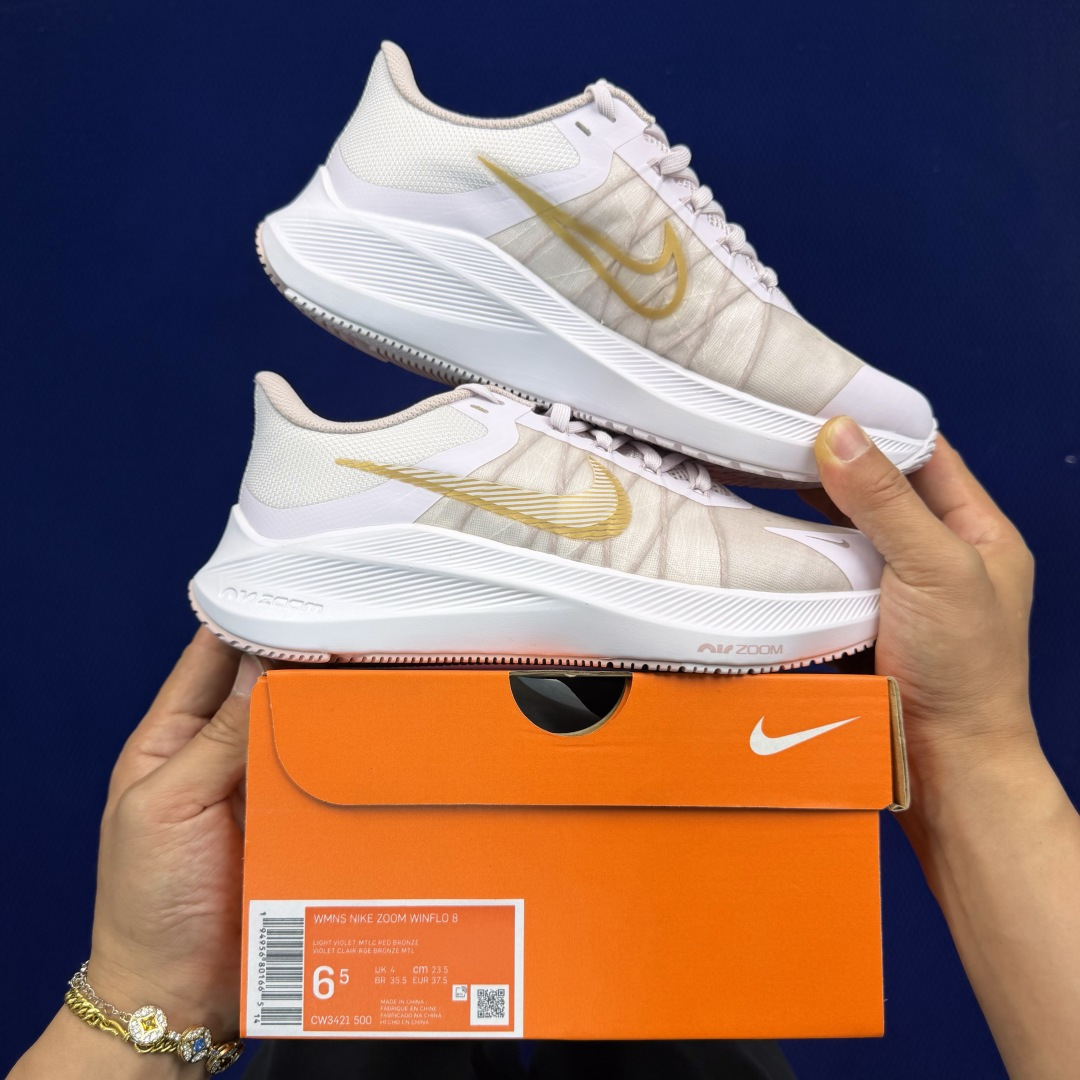大厂纯原1:1！Nike Zoom Winflo 8 跑步鞋公司级 第1色:浅粉金货号：CW3421-5