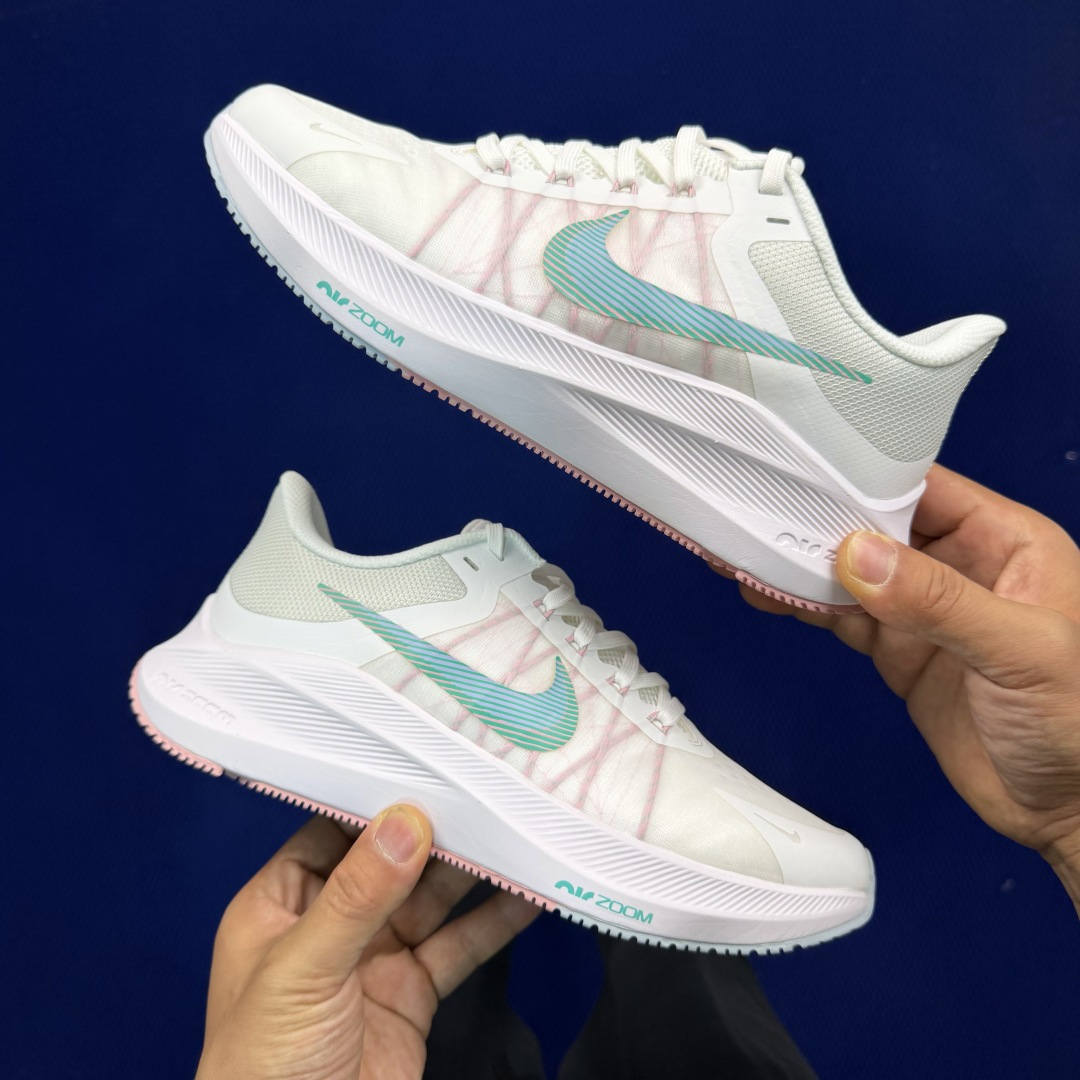 大厂纯原1:1！Nike Zoom Winflo 8 跑步鞋公司级 第2色:白绿钩货号：CW3421-1