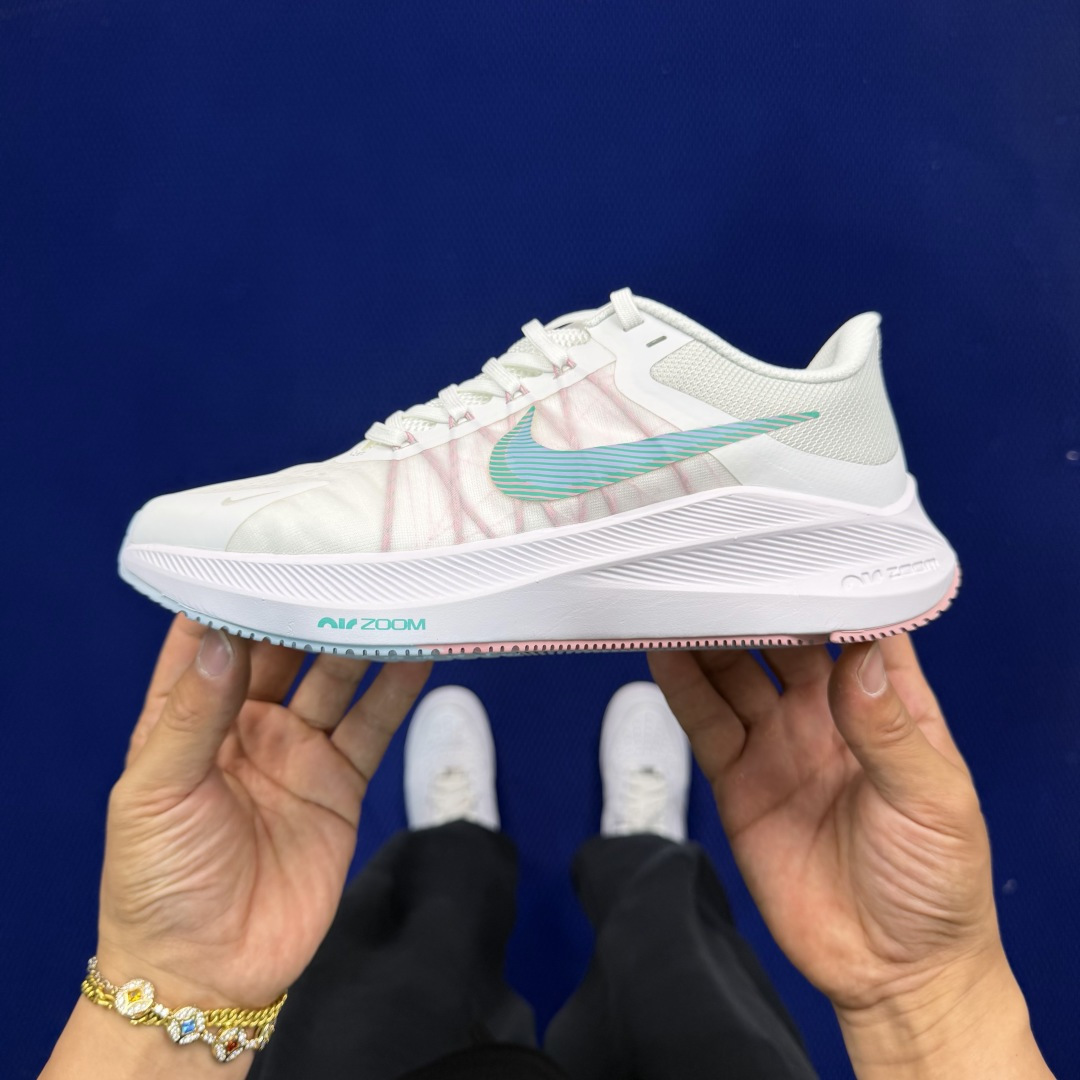 大厂纯原1:1！Nike Zoom Winflo 8 跑步鞋公司级 第2色:白绿钩货号：CW3421-1