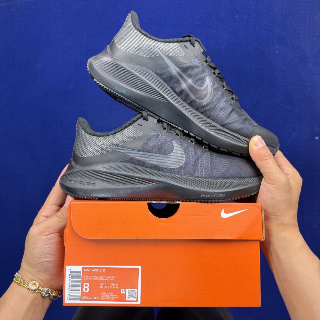 大厂纯原1:1！Nike Zoom Winflo 8 跑步鞋公司级 第4色: 黑武士货号：CW3419-
