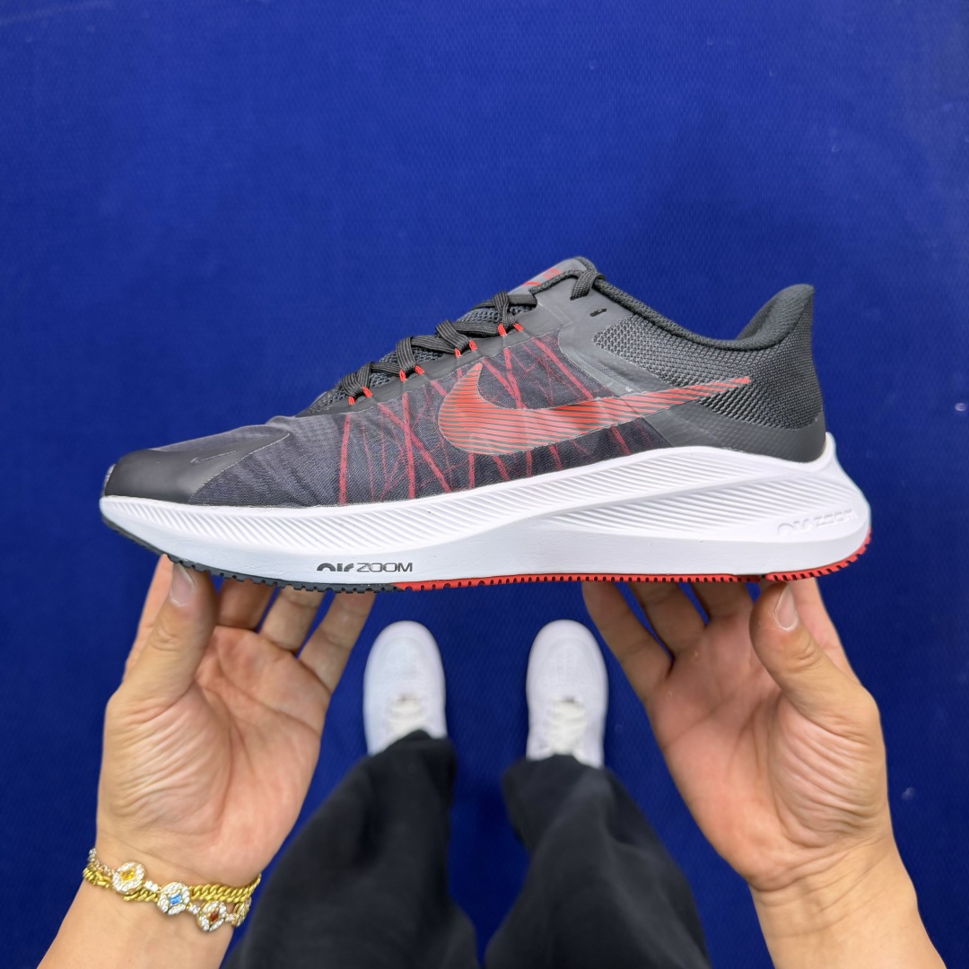 大厂纯原1:1！Nike Zoom Winflo 8 跑步鞋公司级 第5色: 黑白红钩货号：CW3419