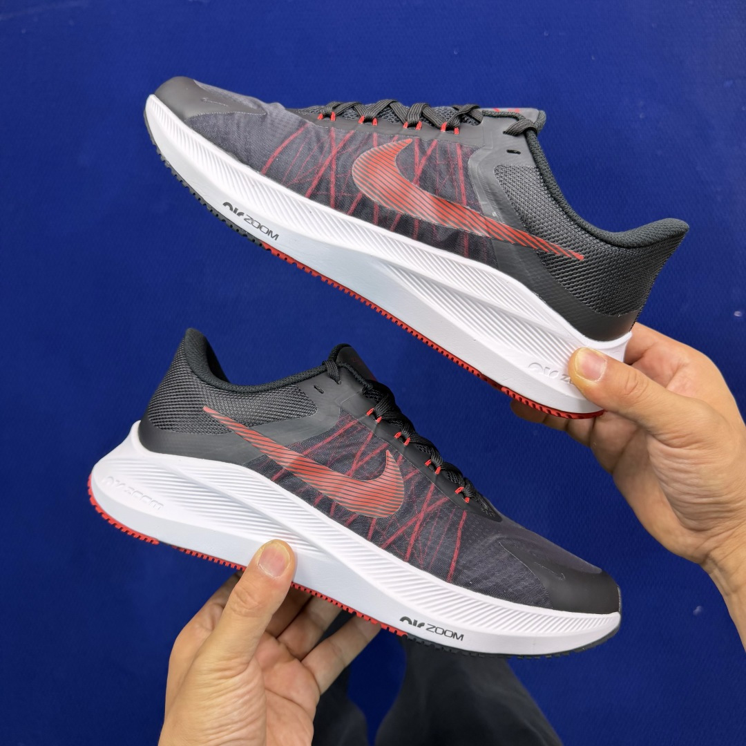 大厂纯原1:1！Nike Zoom Winflo 8 跑步鞋公司级 第5色: 黑白红钩货号：CW3419