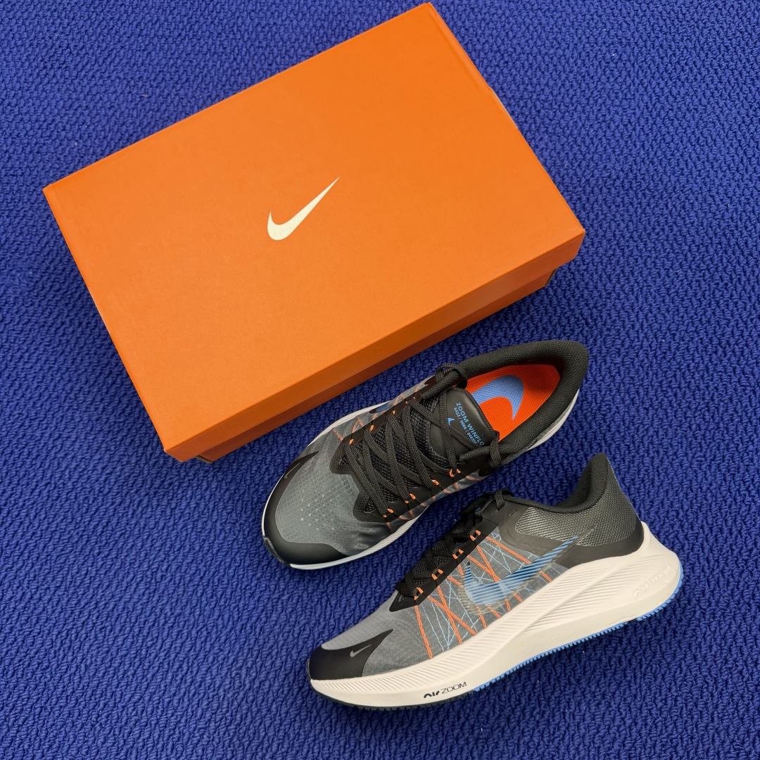 大厂纯原1:1！Nike Zoom Winflo 8 跑步鞋公司级 第7色: 黑白蓝钩货号：CW3419