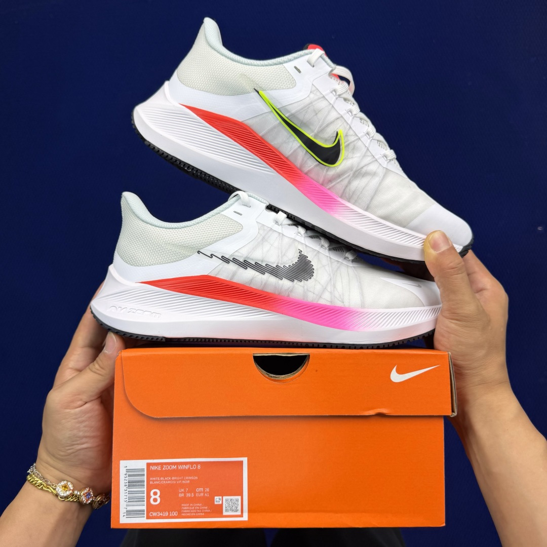 大厂纯原1:1！Nike Zoom Winflo 8 跑步鞋公司级 第6色: 白红货号：CW3419-1