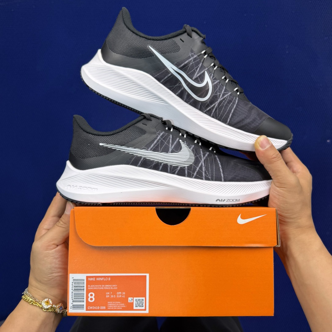 大厂纯原1:1！Nike Zoom Winflo 8 跑步鞋公司级 第8色: 黑白货号：CW3419-0