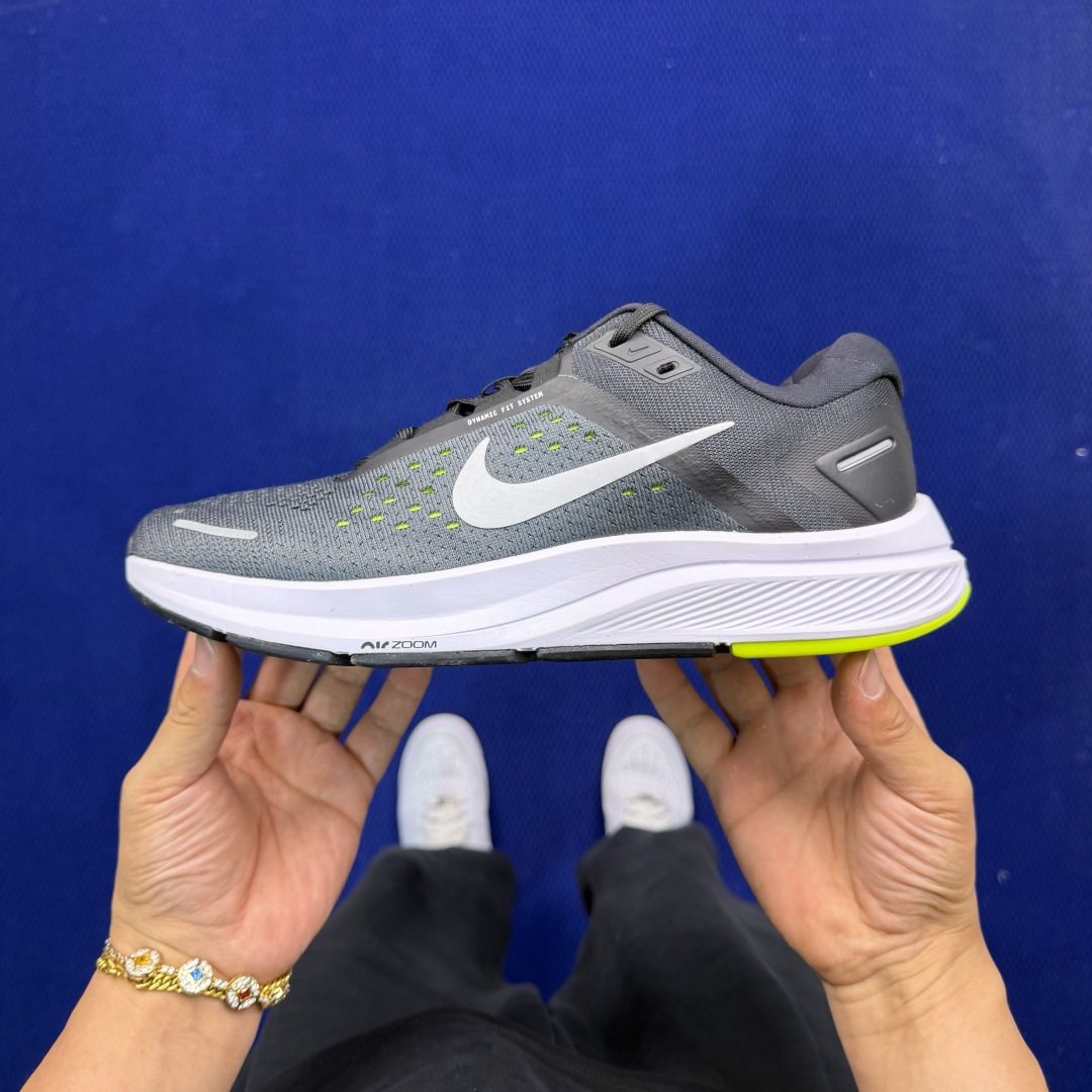 大厂纯原1:1！Nike Zoom Structure 23 气垫跑步鞋公司级 第1色: 黑白绿货号：C