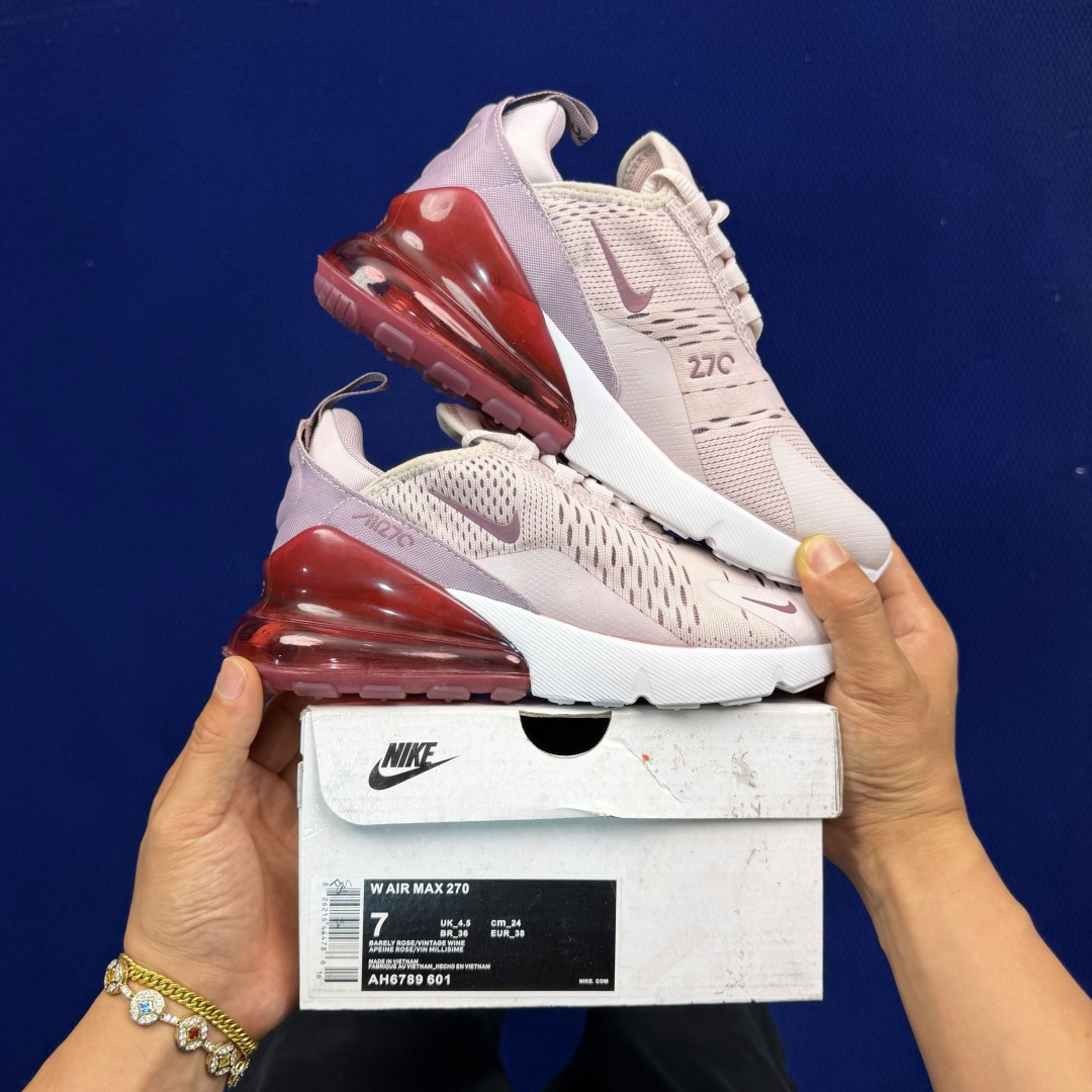 大厂纯原1:1！Nike Air Max 270 低帮气垫跑鞋max270 第4色:粉紫货号：AH678