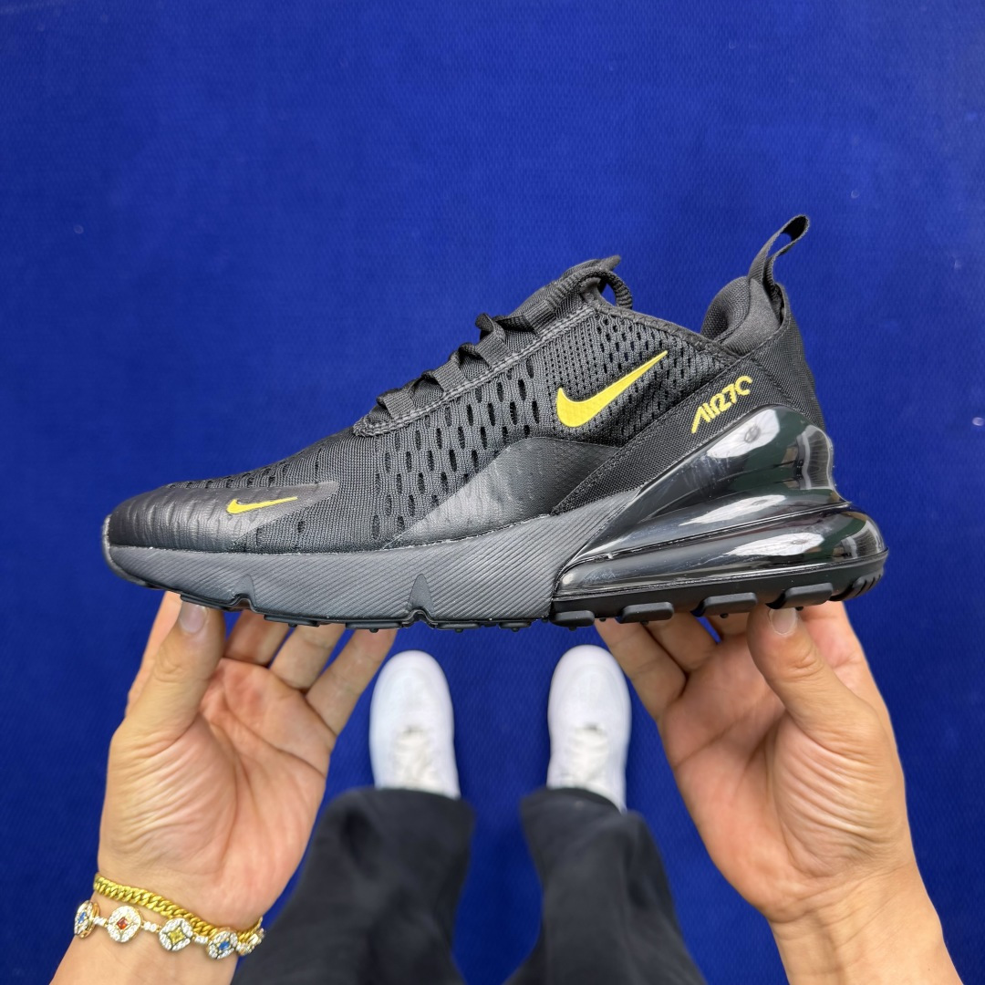 大厂纯原1:1！Nike Air Max 270 低帮气垫跑鞋max270 第5色:黑金钩货号：AH80