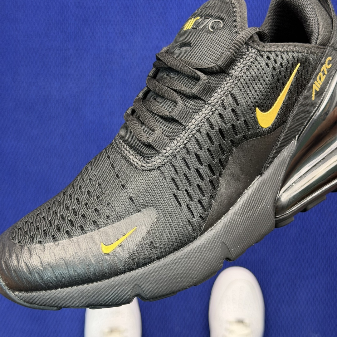 大厂纯原1:1！Nike Air Max 270 低帮气垫跑鞋max270 第5色:黑金钩货号：AH80