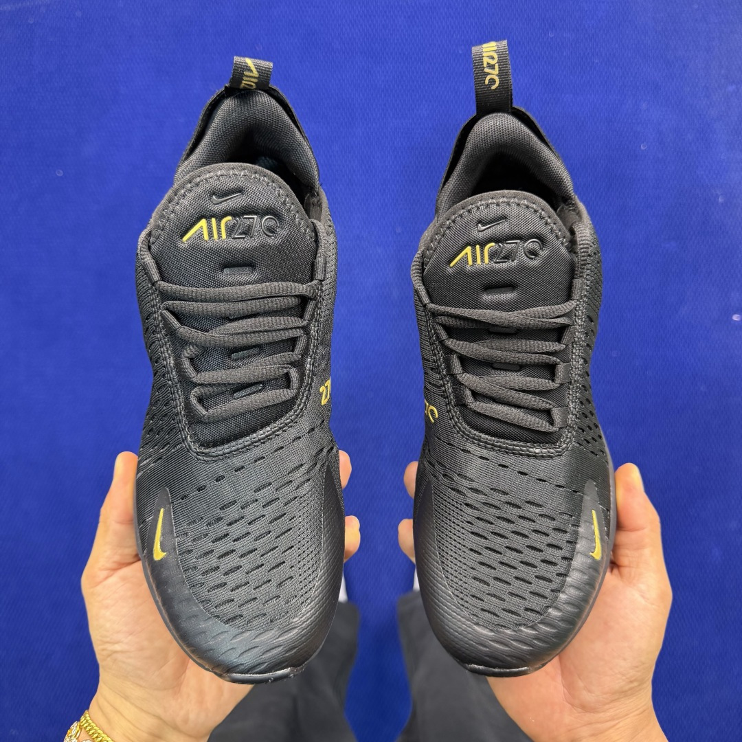 大厂纯原1:1！Nike Air Max 270 低帮气垫跑鞋max270 第5色:黑金钩货号：AH80