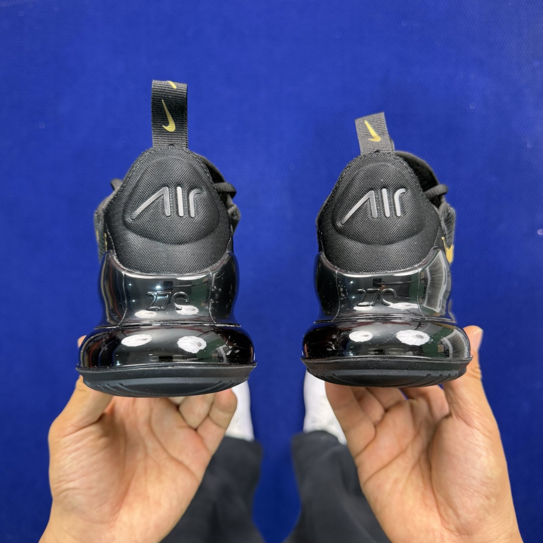 大厂纯原1:1！Nike Air Max 270 低帮气垫跑鞋max270 第5色:黑金钩货号：AH80