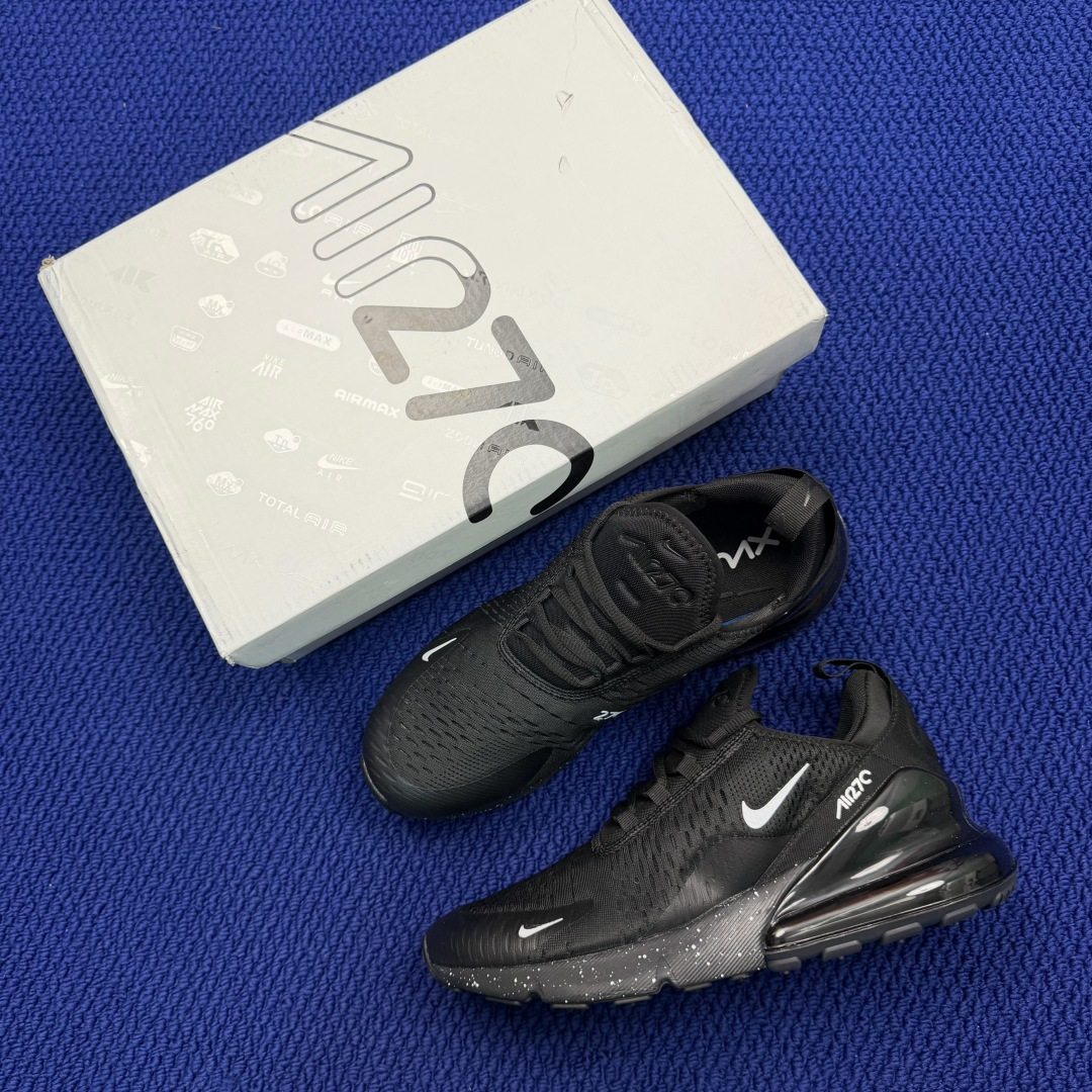 大厂纯原1:1！Nike Air Max 270 低帮气垫跑鞋max270 第6色:黑银钩货号：AH80