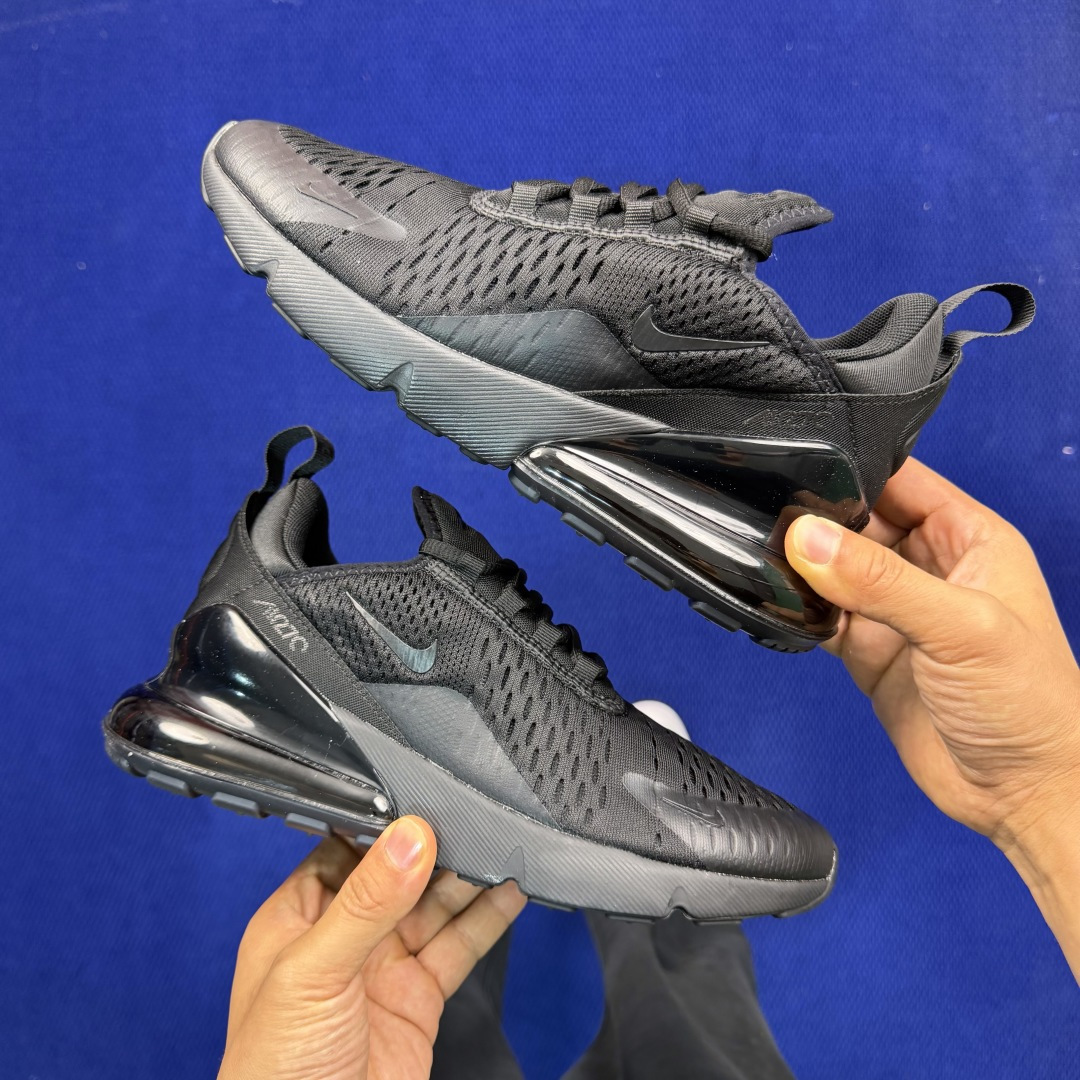 大厂纯原1:1！Nike Air Max 270 低帮气垫跑鞋max270 第7色:黑武士货号：AH80