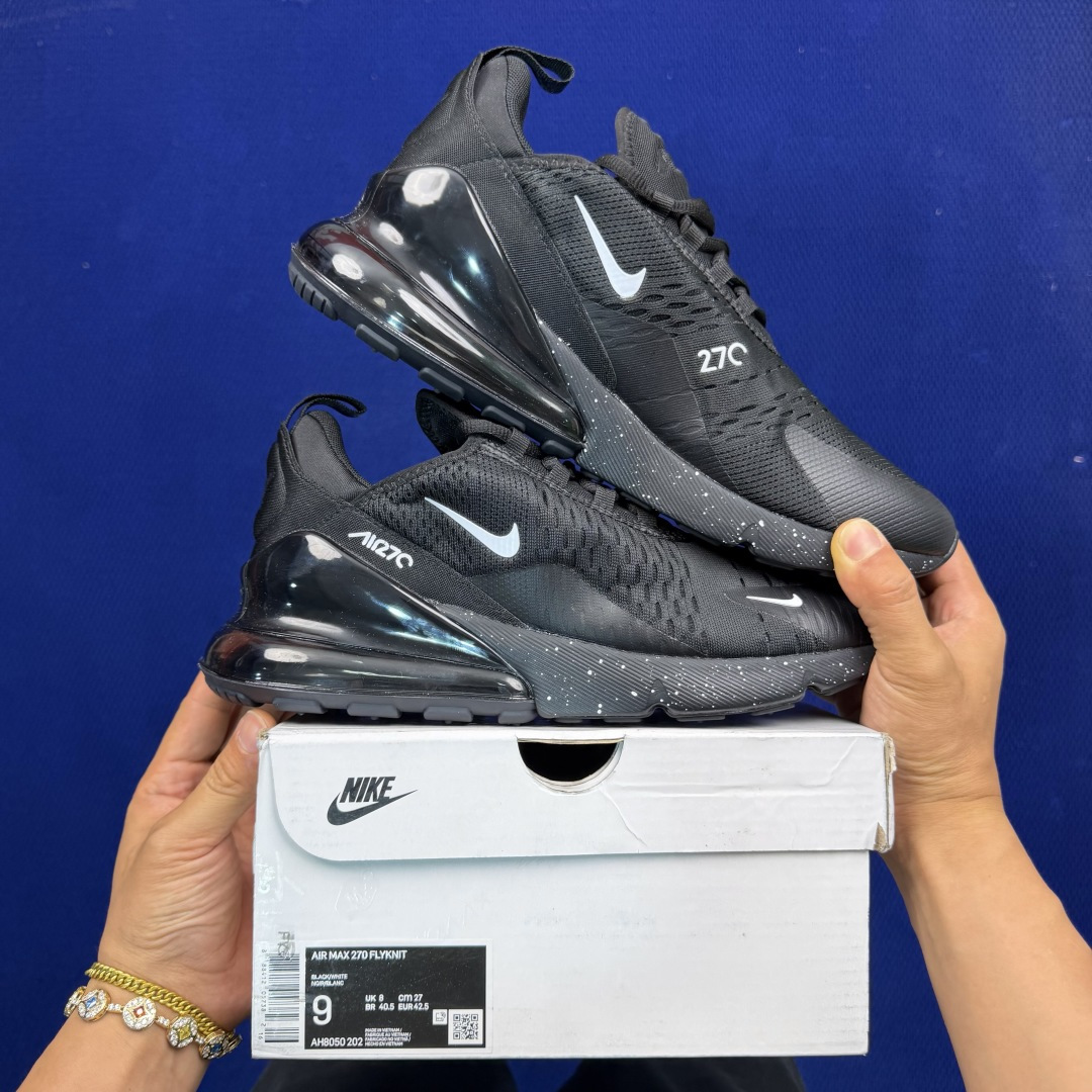 大厂纯原1:1！Nike Air Max 270 低帮气垫跑鞋max270 第6色:黑银钩货号：AH80