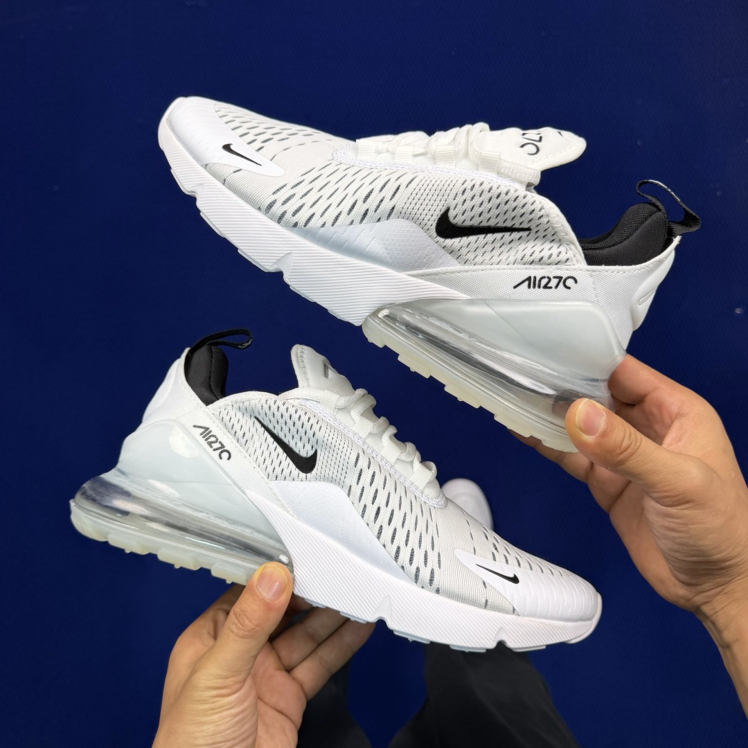 大厂纯原1:1！Nike Air Max 270 低帮气垫跑鞋max270 第8色:白黑钩货号：AH80