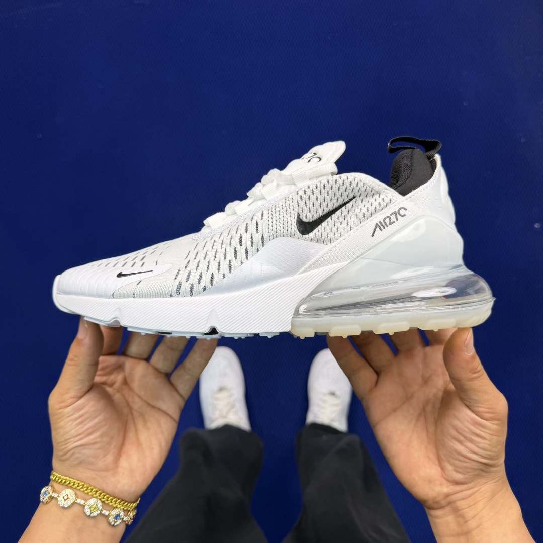 大厂纯原1:1！Nike Air Max 270 低帮气垫跑鞋max270 第8色:白黑钩货号：AH80