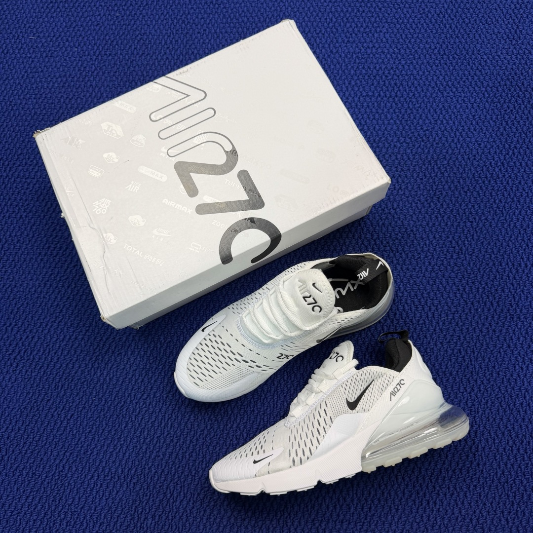 大厂纯原1:1！Nike Air Max 270 低帮气垫跑鞋max270 第8色:白黑钩货号：AH80