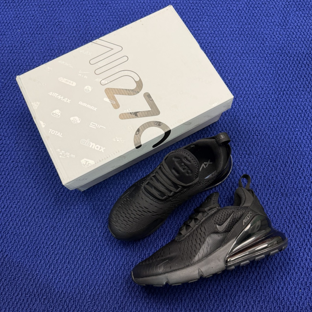 大厂纯原1:1！Nike Air Max 270 低帮气垫跑鞋max270 第7色:黑武士货号：AH80