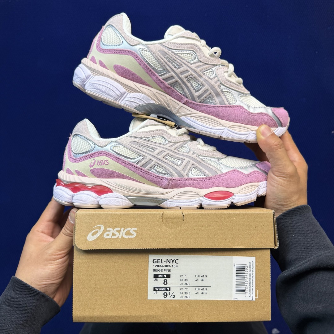 亚瑟士ASICS GEL-NYC系列 复古休闲鞋第6色:1203A571-100粉红色尺码：36-46带