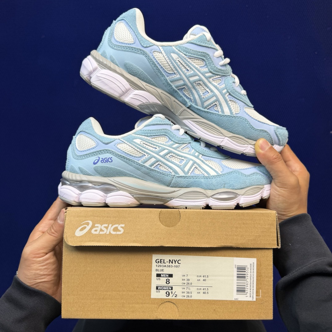 亚瑟士ASICS GEL-NYC系列 复古休闲鞋第9色:1203A383-107 淡蓝尺码：36-46带