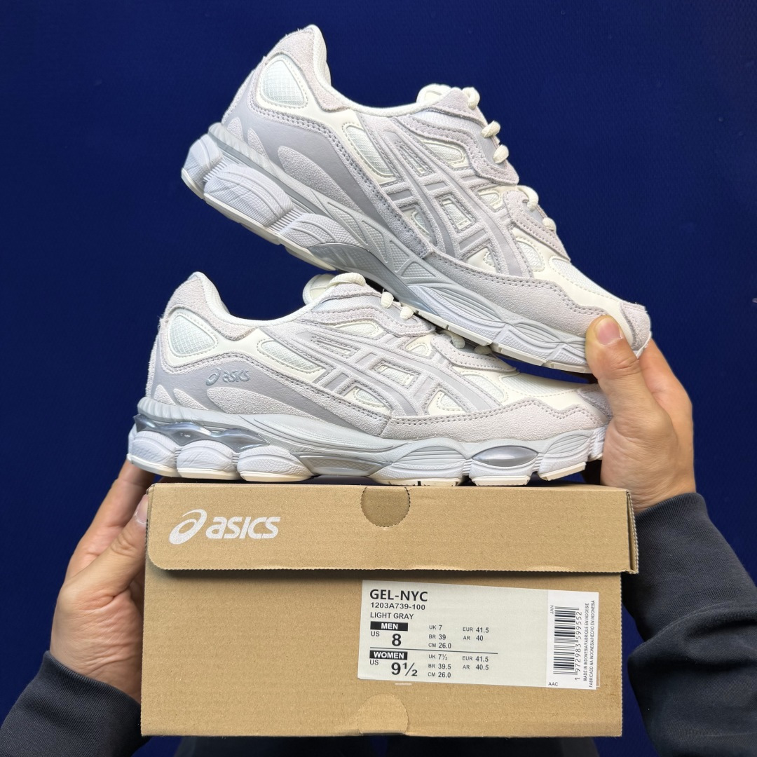 亚瑟士ASICS GEL-NYC系列 复古休闲鞋第11色:1203A739-100白灰尺码：36-46带