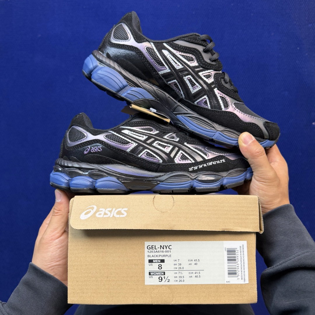 亚瑟士ASICS GEL-NYC系列 复古休闲鞋第12色:1203A616-001 黑蓝尺码：36-46