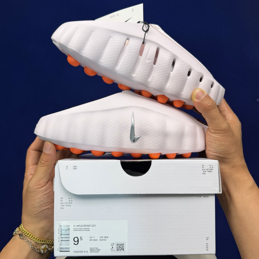 RL正确版出货‼️Nike Mind 001拖鞋 珍珠粉神经科学足底按摩包头拖鞋绿X可直接扫码，外贸爆款