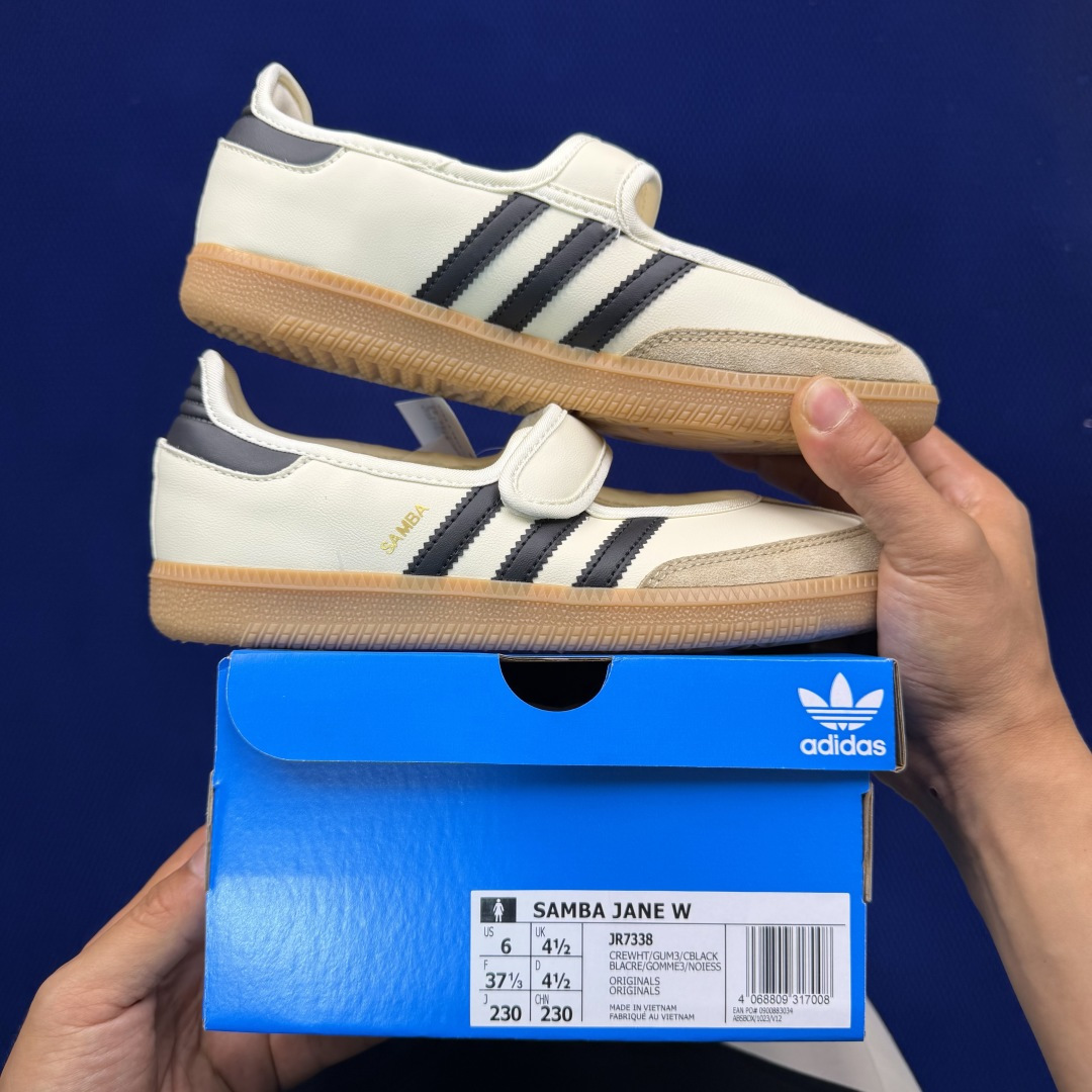 Adidas Originals Samba Jane 桑巴德训 玛丽珍舞鞋货号：JR7338 米黄色尺