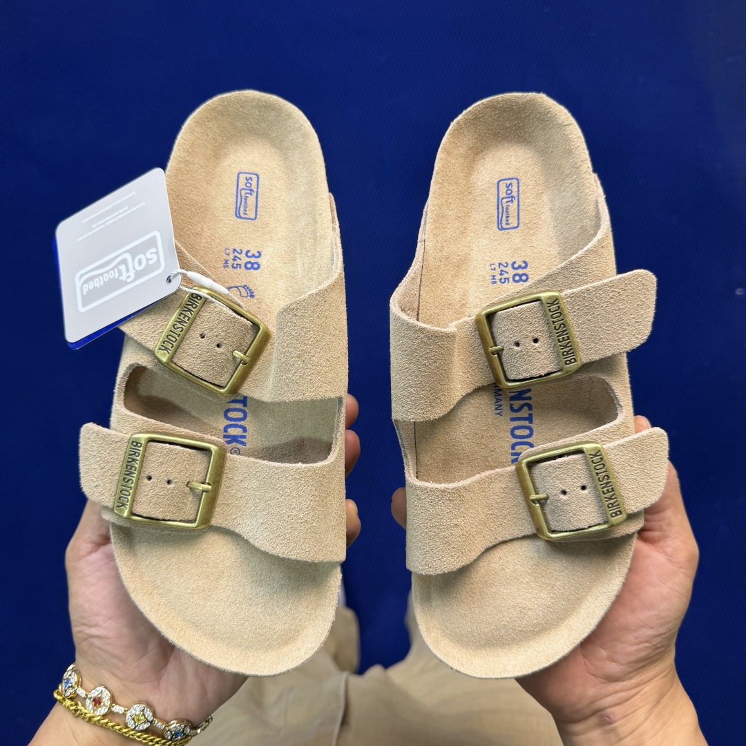 勃肯/博肯 Birkenstock Arizona 潮流柔软 舒适 防磨一字拖鞋真正软木塞大底！鞋底带颗