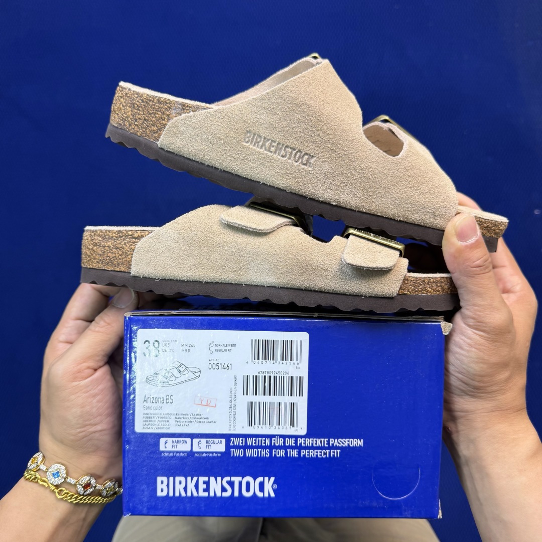 勃肯/博肯 Birkenstock Arizona 潮流柔软 舒适 防磨一字拖鞋真正软木塞大底！鞋底带颗