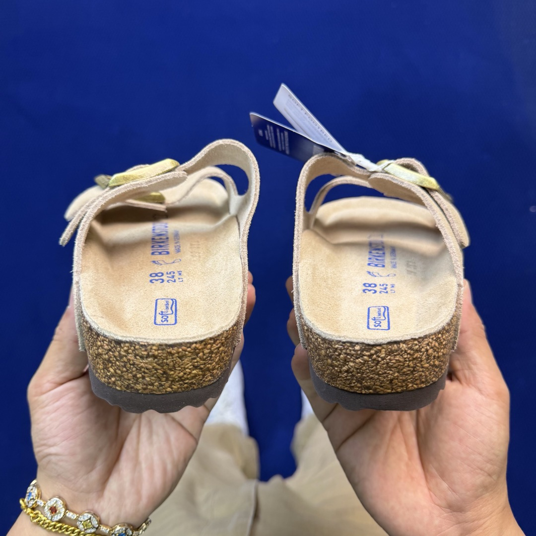 勃肯/博肯 Birkenstock Arizona 潮流柔软 舒适 防磨一字拖鞋真正软木塞大底！鞋底带颗