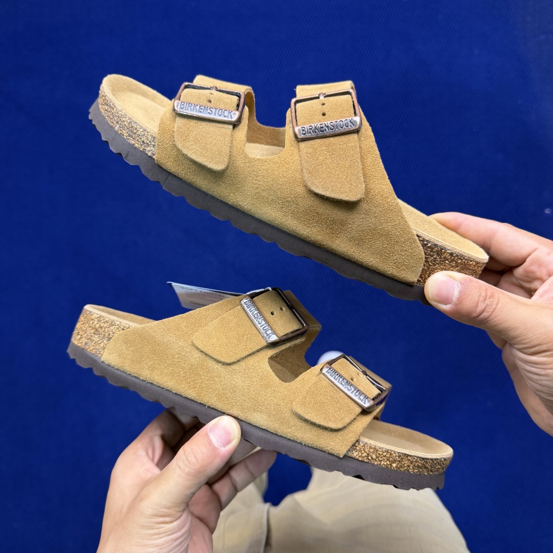 勃肯/博肯 Birkenstock Arizona 潮流柔软 舒适 防磨一字拖鞋真正软木塞大底！鞋底带颗