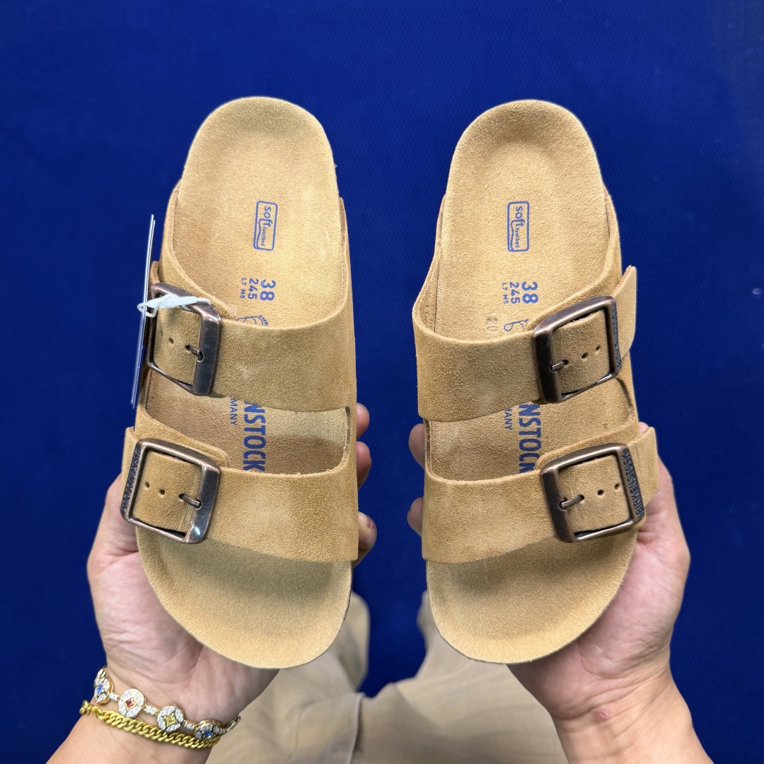 勃肯/博肯 Birkenstock Arizona 潮流柔软 舒适 防磨一字拖鞋真正软木塞大底！鞋底带颗