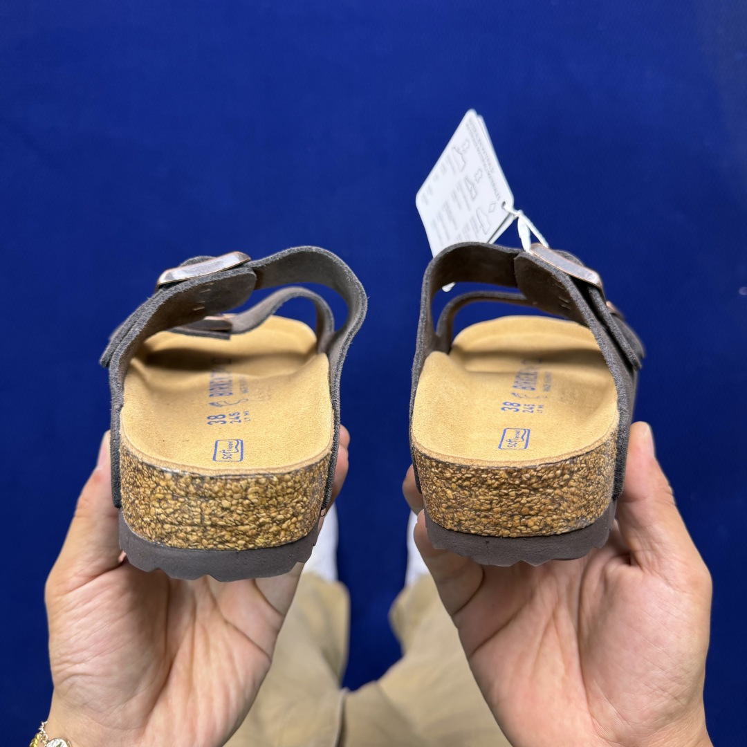 勃肯/博肯 Birkenstock Arizona 潮流柔软 舒适 防磨一字拖鞋真正软木塞大底！鞋底带颗