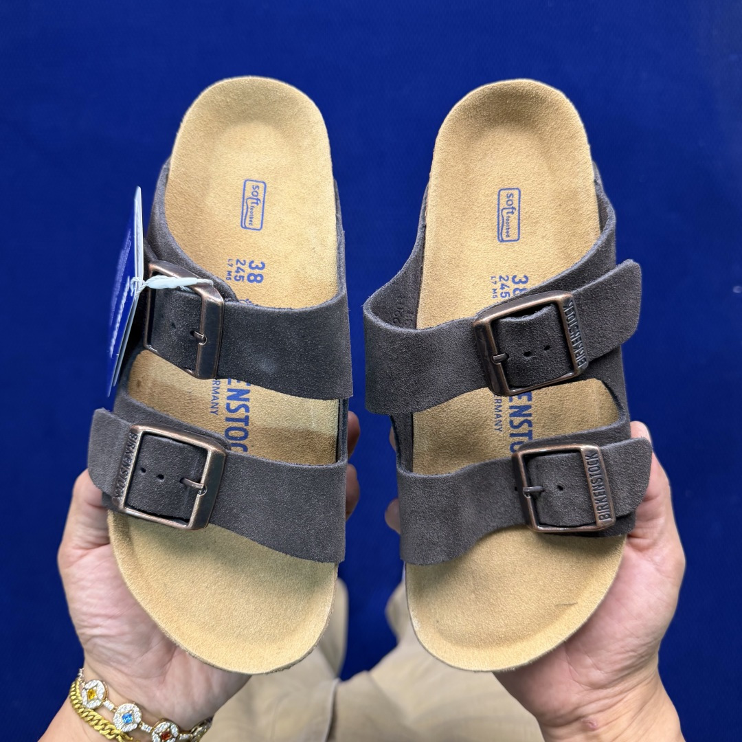 勃肯/博肯 Birkenstock Arizona 潮流柔软 舒适 防磨一字拖鞋真正软木塞大底！鞋底带颗