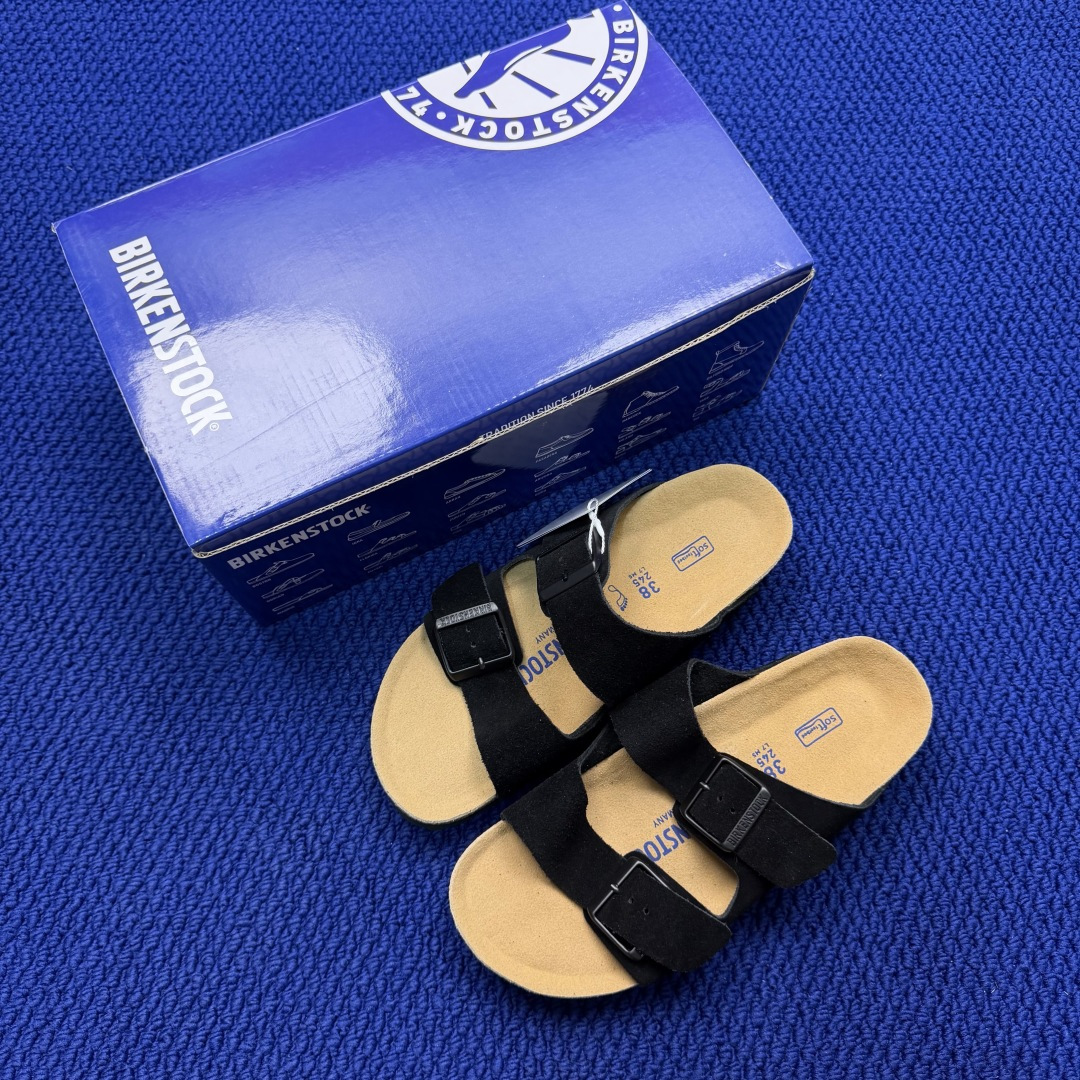 勃肯/博肯 Birkenstock Arizona 潮流柔软 舒适 防磨一字拖鞋真正软木塞大底！鞋底带颗
