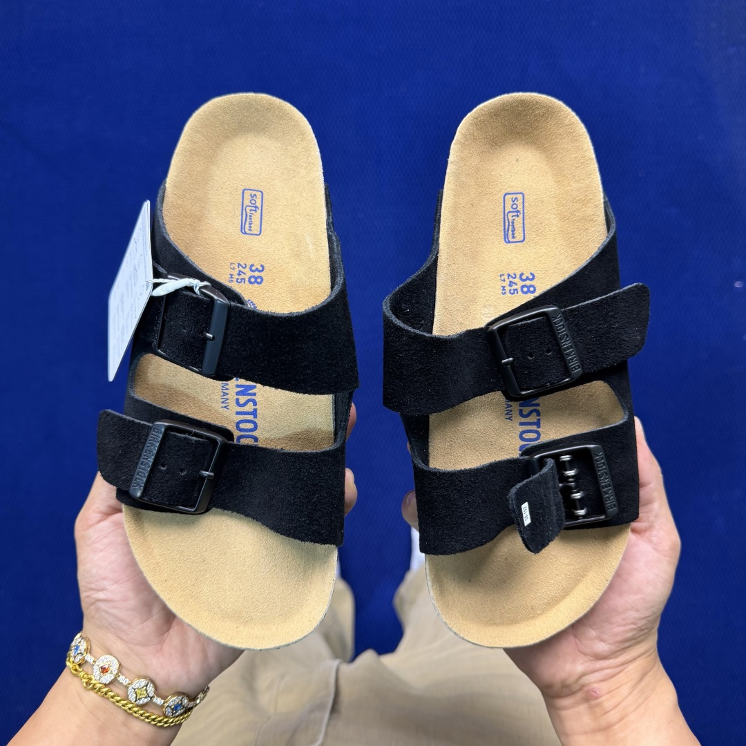 勃肯/博肯 Birkenstock Arizona 潮流柔软 舒适 防磨一字拖鞋真正软木塞大底！鞋底带颗