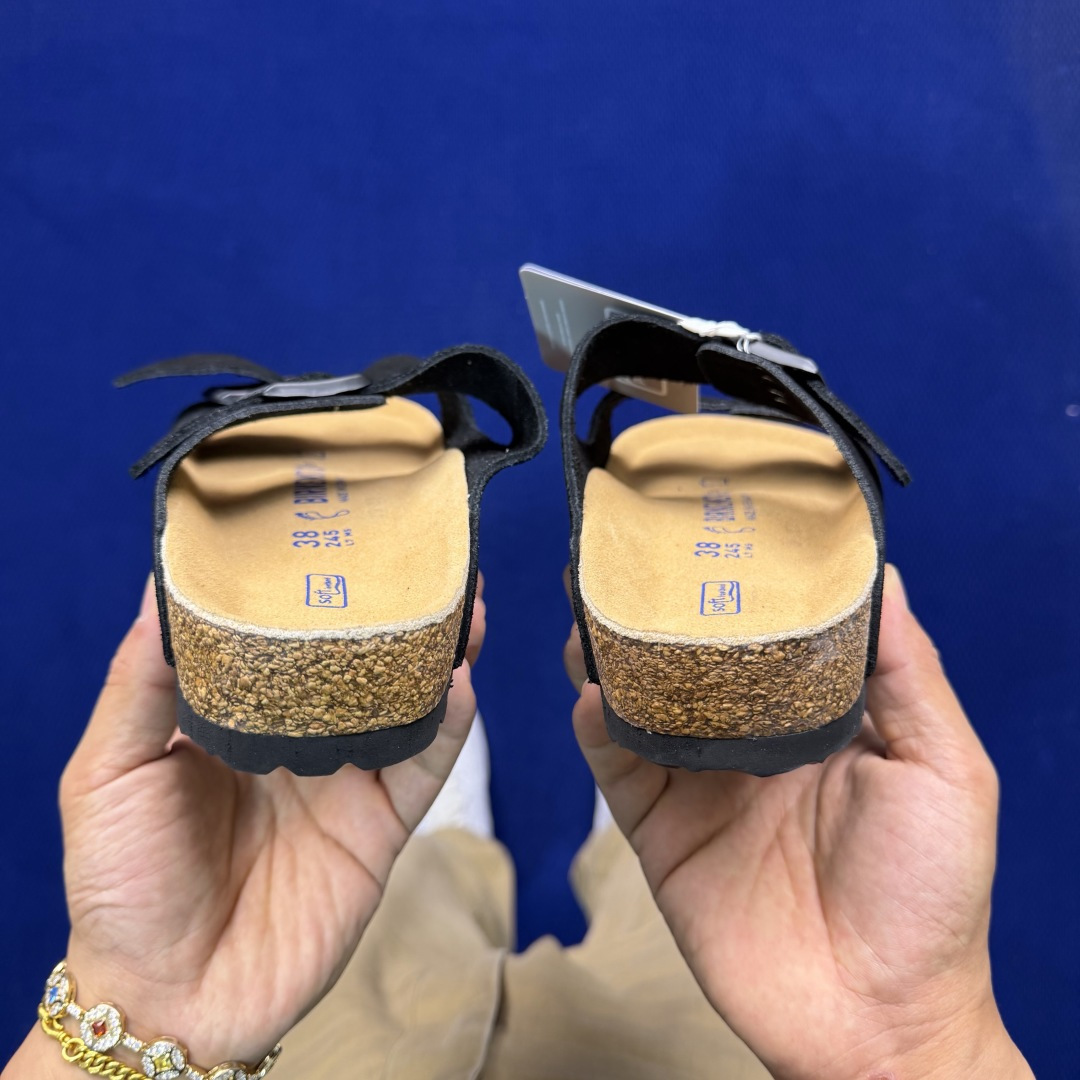 勃肯/博肯 Birkenstock Arizona 潮流柔软 舒适 防磨一字拖鞋真正软木塞大底！鞋底带颗