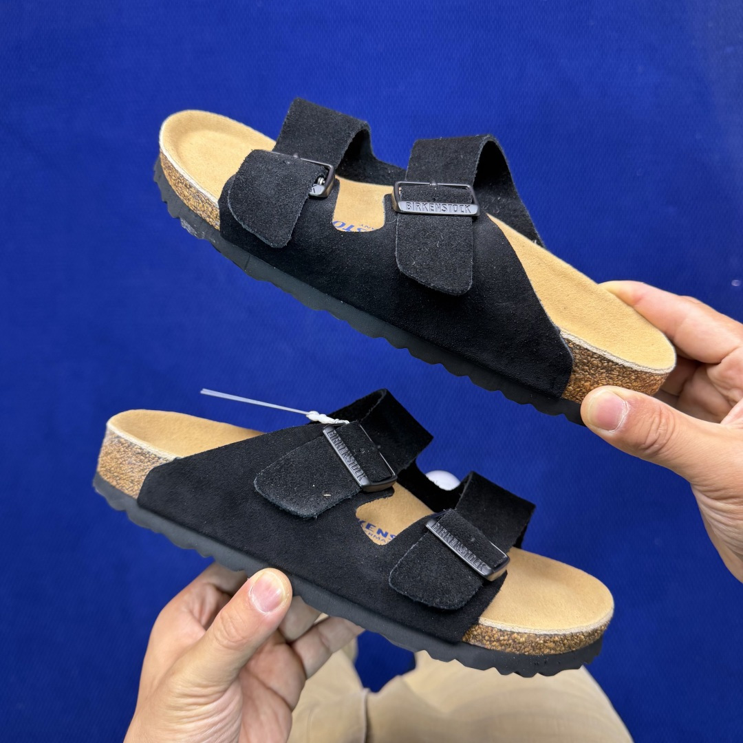 勃肯/博肯 Birkenstock Arizona 潮流柔软 舒适 防磨一字拖鞋真正软木塞大底！鞋底带颗