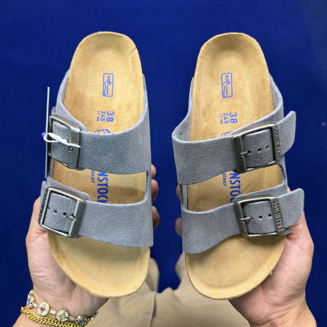 勃肯/博肯 Birkenstock Arizona 潮流柔软 舒适 防磨一字拖鞋真正软木塞大底！鞋底带颗