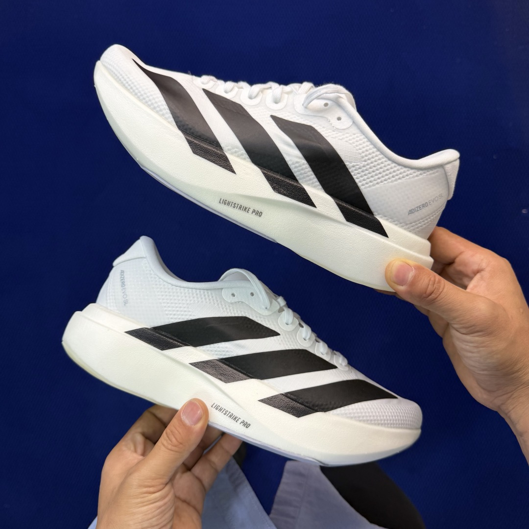 新版 AD Adizero Evo SL 阿迪达斯马拉松跑步鞋轻量Q弹缓震跑鞋新体验！第34色:白黑货号