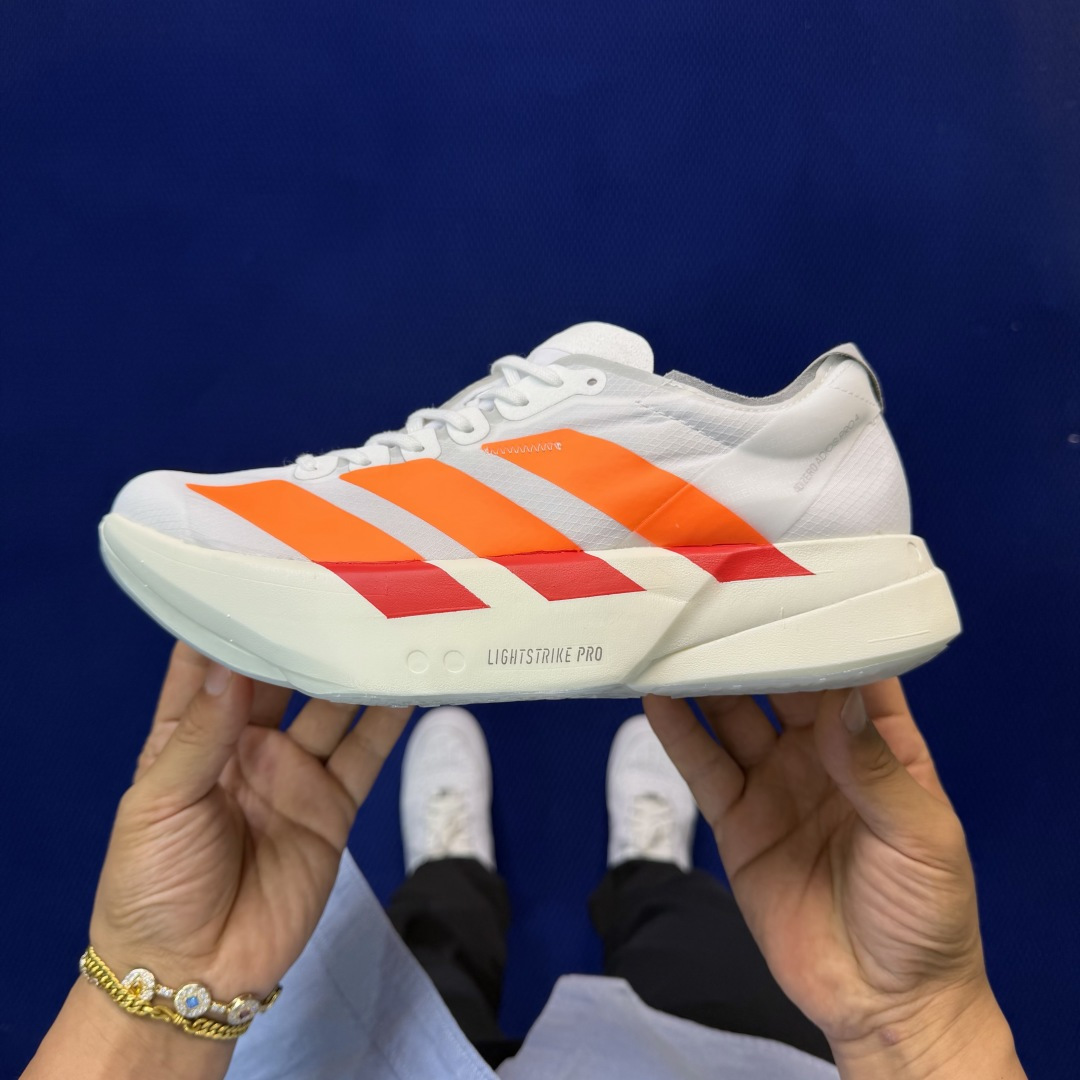 纯原真碳棒！adidas Adizero Adios Pro 4 阿迪达斯马拉松跑步鞋 第16色:白橙色